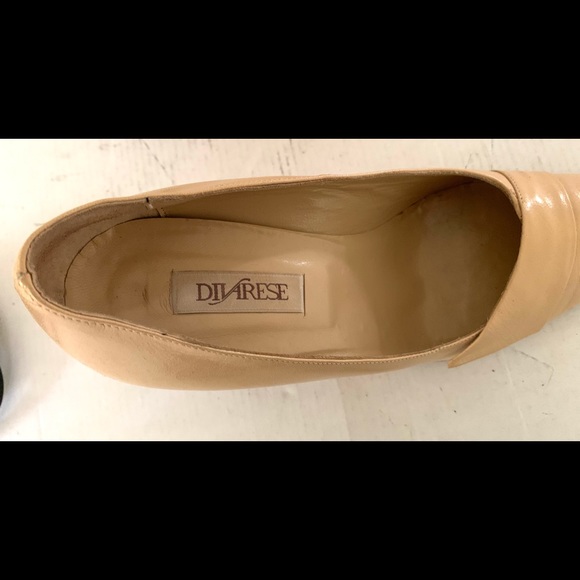 Shiny natural tan color real leather shoes medium high heels Eur 40 US 9.5 - 10 - Picture 9 of 10